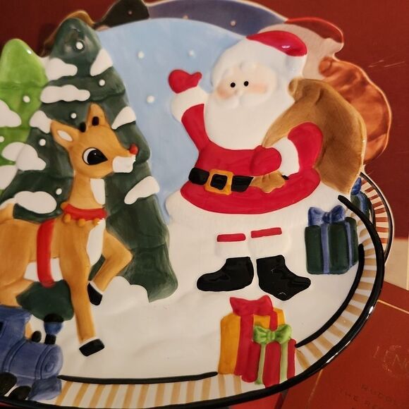 Lenox Rudolph Red Nose Reindeer Canape Plate Like New - Picture 4 of 5